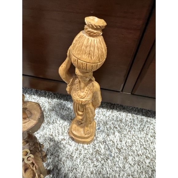 Vintage Carved Wooden traveler Dated Made In Ahmad Jordan3 Wooden Figures - Picture 2 of 16